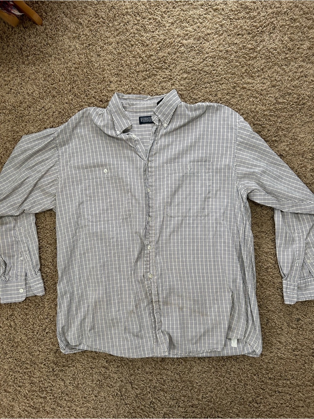 Lands' End Men's Long-Sleeve Button-Down Shirt - Light Gray Plaid